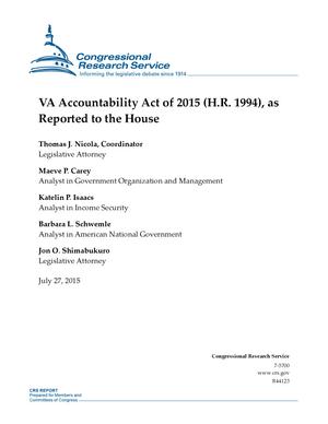 Primary view of object titled 'VA Accountability Act of 2015 (H.R. 1994), as Reported to the House'.