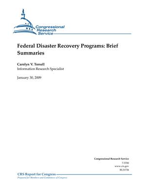Federal Disaster Recovery Programs: Brief Summaries