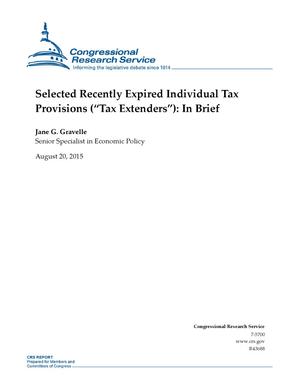 Selected Recently Expired Individual Tax Provisions ("Tax Extenders"): In Brief