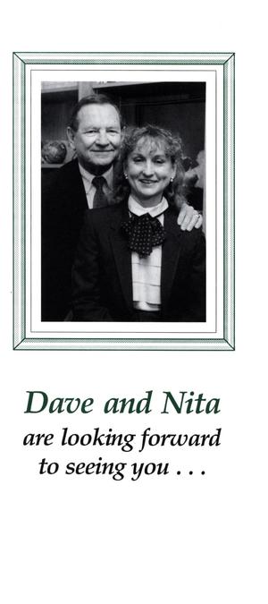 Primary view of object titled 'Brochure: Dave and Nita are Looking Forward to Seeing You'.