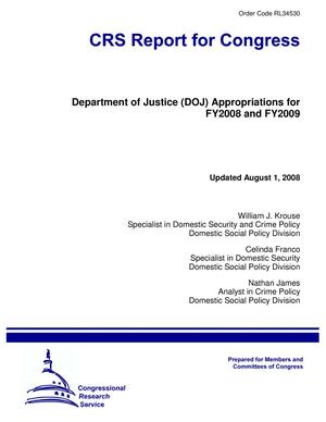 Primary view of object titled 'Department of Justice (DOJ) Appropriations for FY2008 and FY2009'.