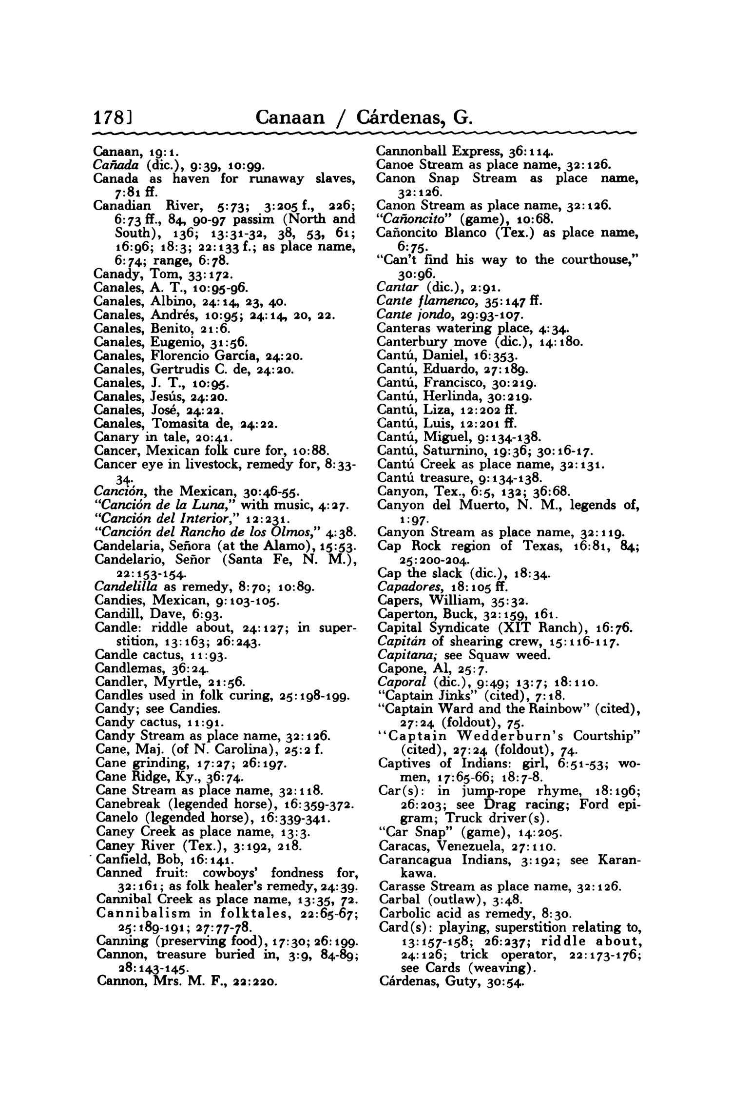 Analytical Index to Publications of the Texas Folklore Society, Volumes 1-36  - Page 210 - UNT Digital Library