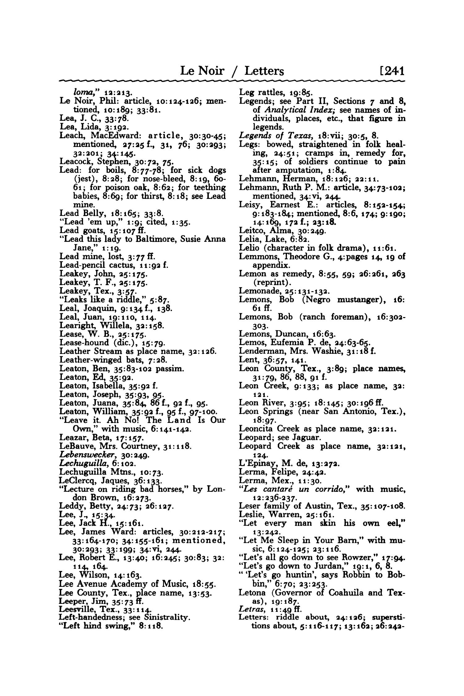 Analytical Index to Publications of the Texas Folklore Society, Volumes 1-36  - Page 210 - UNT Digital Library