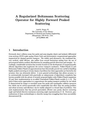 A Rgularized Boltzmann Scattering Operator for Highly Forward Peaked Scattering