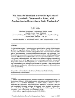 An iterative Riemann solver for systems of hyperbolic conservation law s, with application to hyperelastic solid mechanics