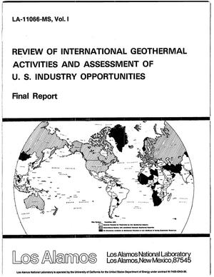 Review of International Geothermal Activities and Assessment of US Industry Opportunites: Final Report