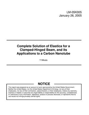 Complete Solution of Elastica for a Clamped-Hinged Beam, and Its Applications to a Carbon Nanotube