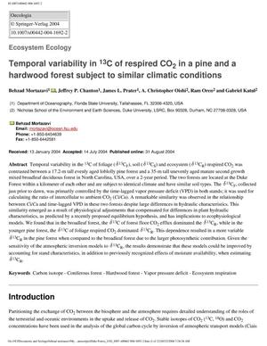 Controls of Net Ecosystem Exchange at an Old Field, a Pine Plantation, and a Hardwood Forest under Identical Climatic and Edaphic Conditions-Isotopic Studies