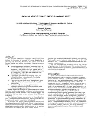 GASOLINE VEHICLE EXHAUST PARTICLE SAMPLING STUDY