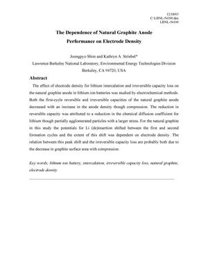 The dependence of natural graphite anode performance on electrode density