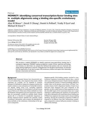 MONKEY: Identifying conserved transcription-factor binding sitesin multiple alignments using a binding site-specific evolutionarymodel