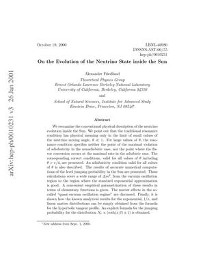 On the evolution of the neutrino state inside the sun