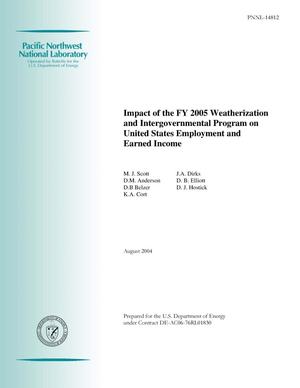 Impact of the FY 2005 Weatherization and Intergovernmental Program on United States Employment and Earned Income