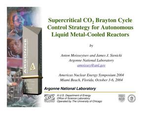 Supercritical CO2Brayton Cycle Control Strategy for Autonomous Liquid Metal-Cooled Reactors