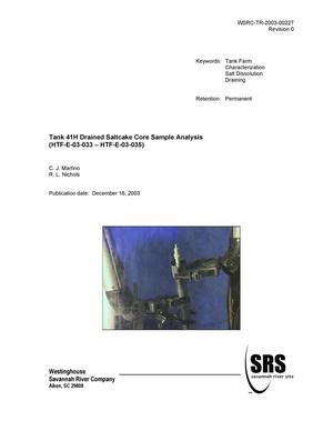 Tank 41H Drained Saltcake Core Sample Analysis (HTF-E-03-033 - HTF-E-03-035)