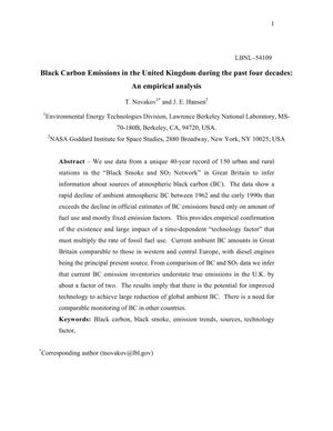 Black carbon emissions in the United Kingdom during the past four decades: An empirical analysis