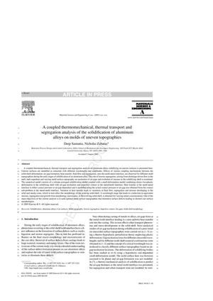 A Combined Experimental and Computational Approach for the Design of Mold Topography that Leads to Desired Ingot Surface and Microstructure in Aluminum Casting.