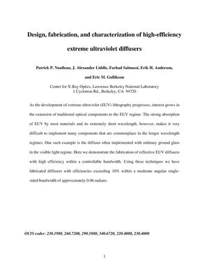 Design, fabrication, and characterization of high-efficiency extreme ultraviolet diffusers
