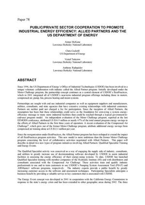 Public/private sector cooperation to promote industrial energy efficiency: Allied partners and the US Department of Energy