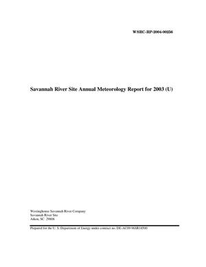 Savannah River Site Annual Meteorology Report 2003