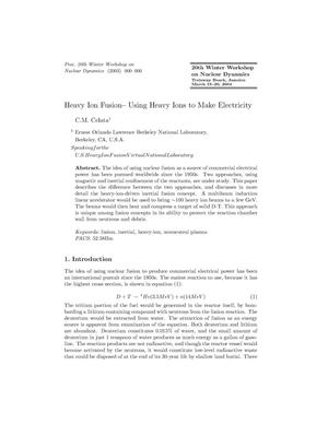 Heavy ion fusion--Using heavy ions to make electricity
