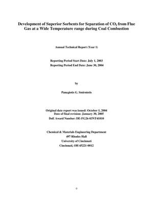 DEVELOPMENT OF SUPERIOR SORBENTS FOR SEPARATION OF CO2 FROM FLUE GAS AT A WIDE TEMPERATURE RANGE DURING COAL COMBUSTION