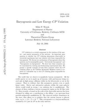 Baryogenesis and low energy CP violation