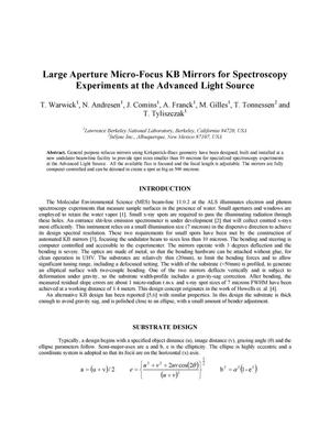 Large aperture micro-focus KB mirrors for spectroscopy experiments at the Advanced Light Source