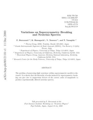 Variations on supersymmetry breaking and neutrino spectra