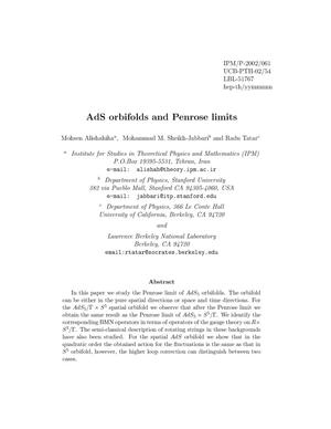 AdS orbifolds and Penrose limits
