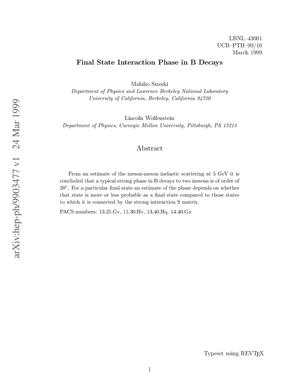 Final state interaction phase in B decays