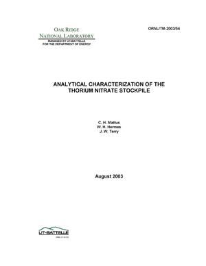 Analytical Characterization of the Thorium Nitrate Stockpile