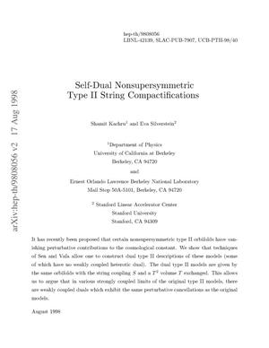 Self-dual nonsupersymmetric Type II String Compactifications