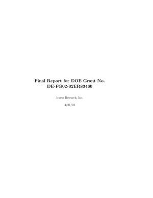 Final Report for DOE Grant No. DE-FG02-02ER83460