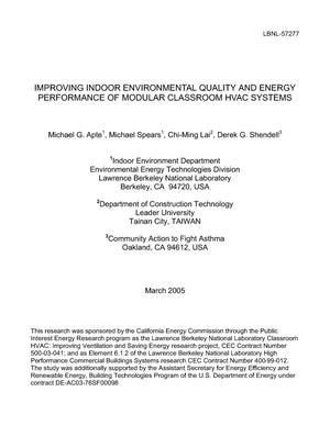 Improving Indoor Environmental Quality And Energy Performance of Modular Classroom HVAC Systems