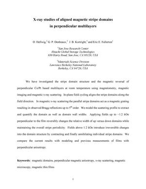 X-ray study of aligned magnetic stripe domains in perpendicular multilayers