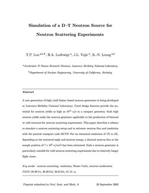 Simulation of a D-T neutron source for neutron scattering experiments