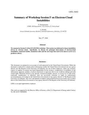 Summary of workshop session F on electron-cloud instabilities
