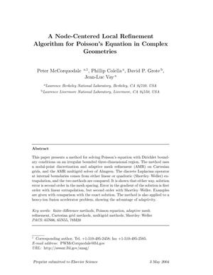 A node-centered local refinement algorithm for poisson's equation in complex geometries