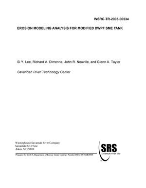 Erosion Modeling Analysis For Modified DWPF SME Tank