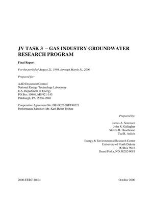 JV Task 3 -- Gas Industry Groundwater Research Program: Final Report