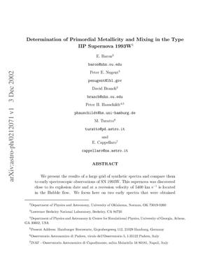 Determination of Primordial Metallicity and Mixing in the Type IIP Supernova 1993W