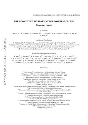 The Beyond the standard model working group: Summary report