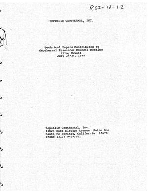 Technical Papers Contributed to Geothermal Resources Council Meeting, Hilo, Hawaii, July 24-28, 1978