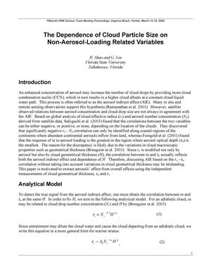 The Dependence of Cloud Particle Size on Non-Aerosol-Loading Related Variables