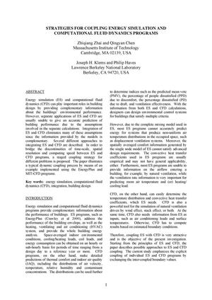 Strategies for coupling energy simulation and computational fluiddynamics programs