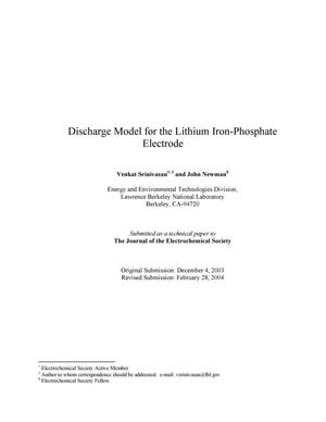 Discharge model for the lithium iron-phosphate electrode