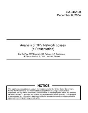 Analysis of TPV Network Losses (a Presentation)