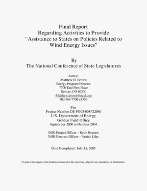 Assistance to States on Policies Related to Wind Energy Issues