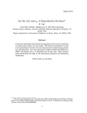 Are the J/psi and chi_c A dependencies the same?